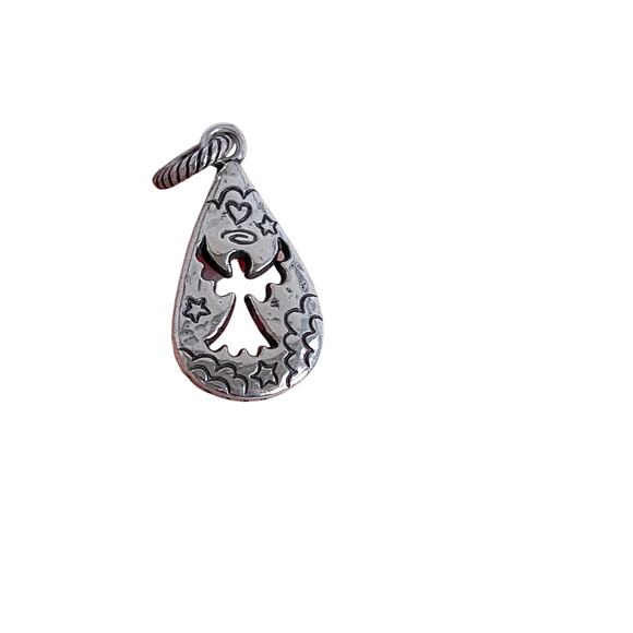 Brighton Teardrop Angel Cutout Dangle Charm Retired Silver Plated Religious - Picture 1 of 3